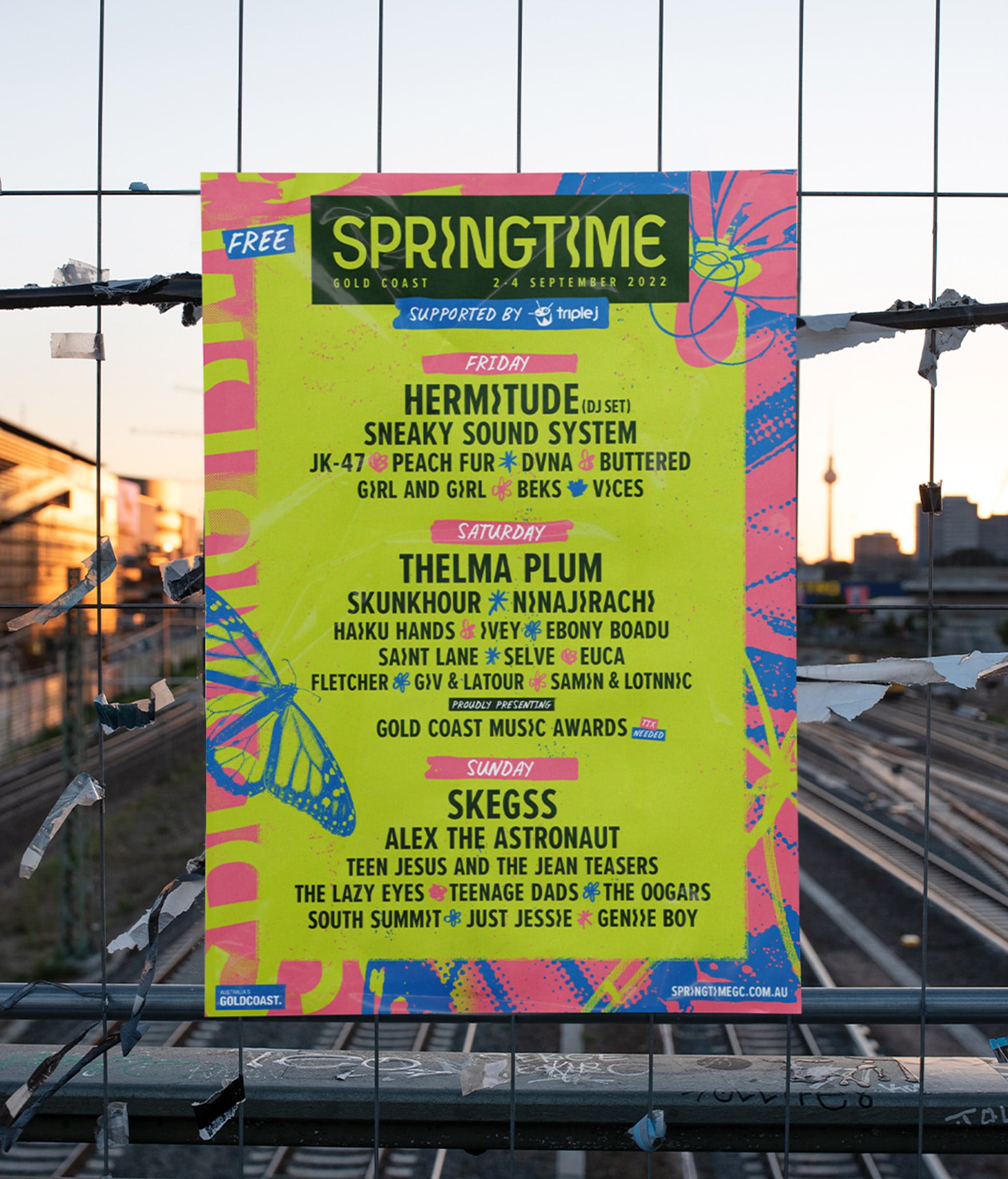 Image of the Springtime Festival Poster with setlist on it for SpringTime Festival Gold Coast 2-4 September 2022